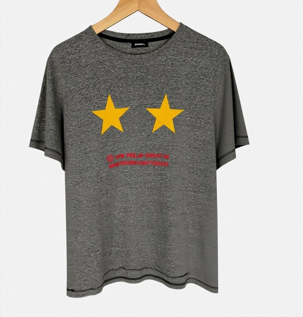 Diesel Star Patch Feelin' Great in 1978 Gray & Yellow Men's Small T-Shirt Casual